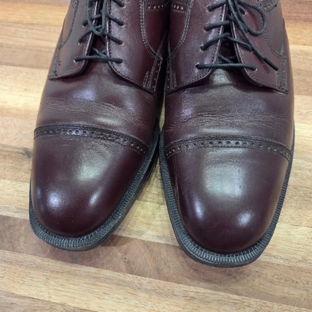 Florsheim Comfortech Dress Shoes Men's 10 Burgundy Leather Cap Toe Oxford 21001